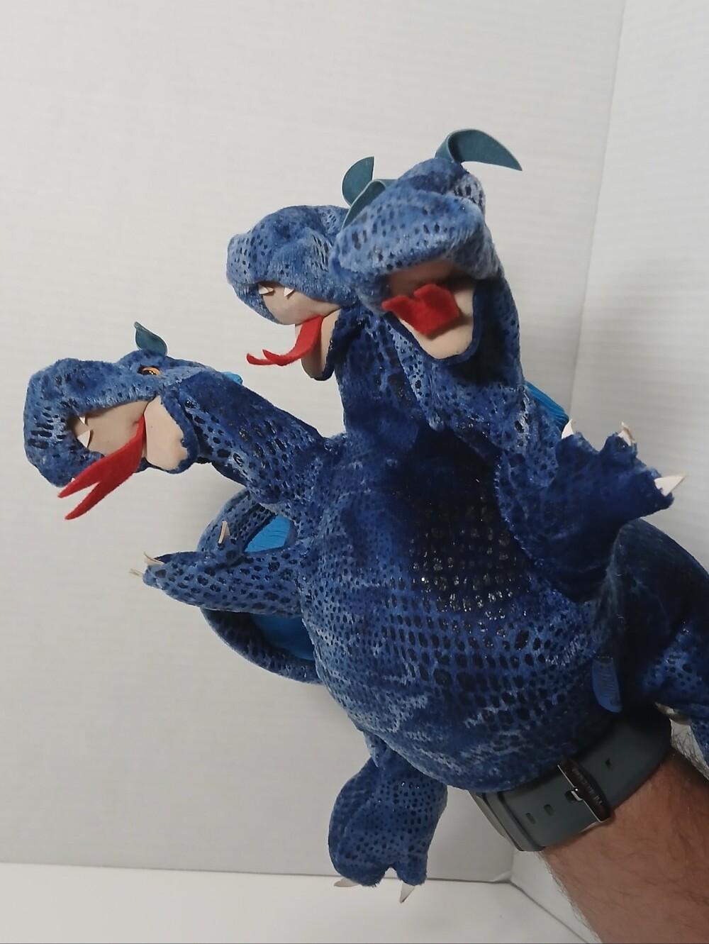 Folkmanis Three-Headed Blue Dragon Hand Puppet